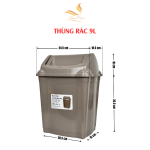 Kích thước thùng rác nhựa nắp lật 9L