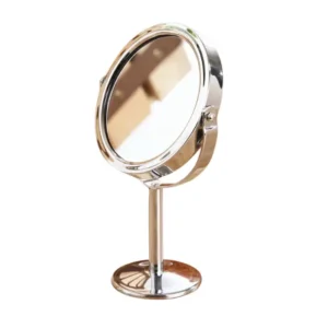 Gương trang điểm K213, để bàn, 1 mặt thường 1 mặt phóng đại 3 lần, không gỉ, mặt gương xoay 360 độ