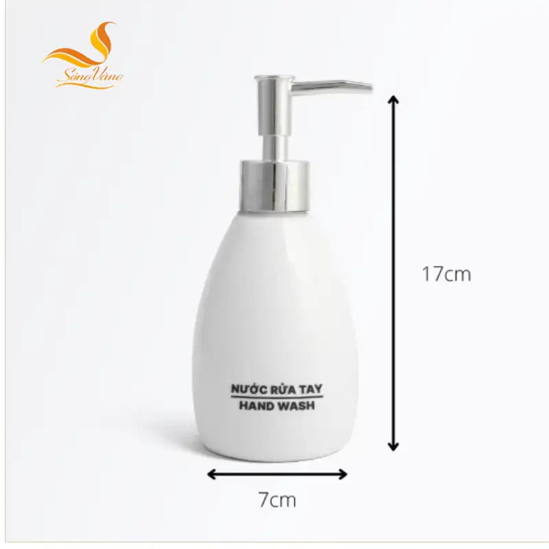 Bình đựng dầu gội, sữa tắm, dầu xả, nước rửa tay bằng sứ Bát Tràng cao cấp – Dáng xoài (300ml)