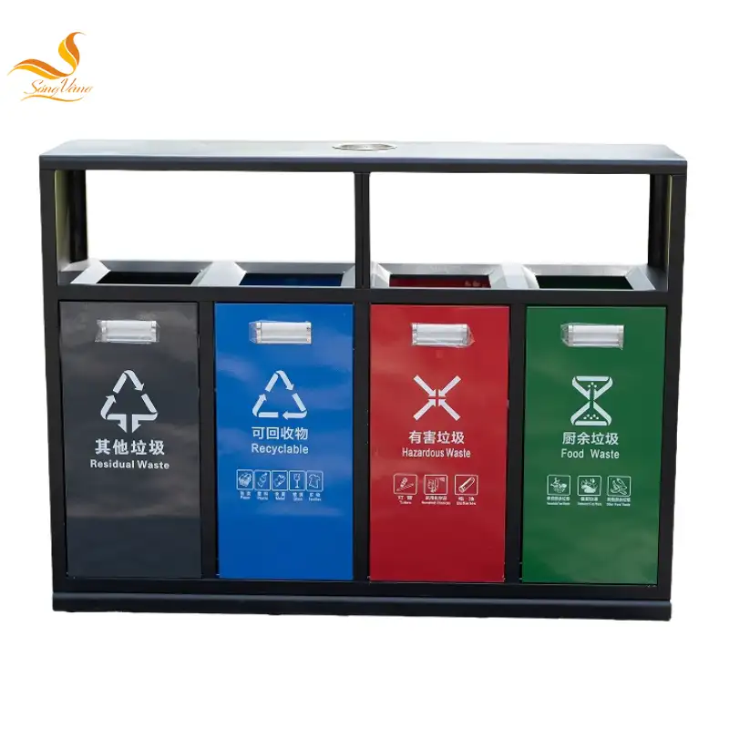 Thùng rác 4 ngăn ngoài trời phân loại rác thải