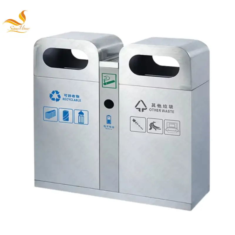 Thùng rác đôi thép không gỉ ngoài trời