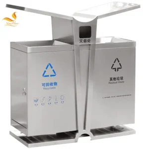 Thùng rác inox 2 ngăn hình chữ V