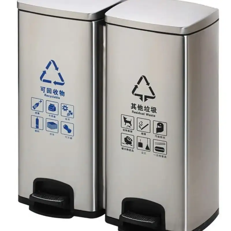 Thùng rác inox đôi chân đạp phân loại